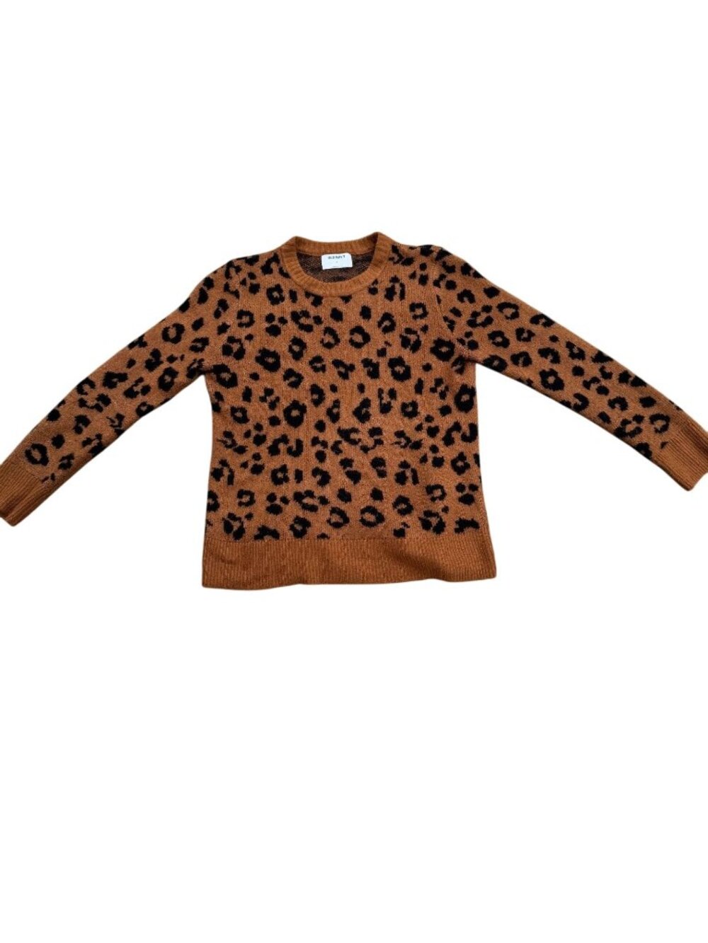 Old Navy Womens Leopard Print Sweater Brown/Black Size M Soft Knit Crewneck